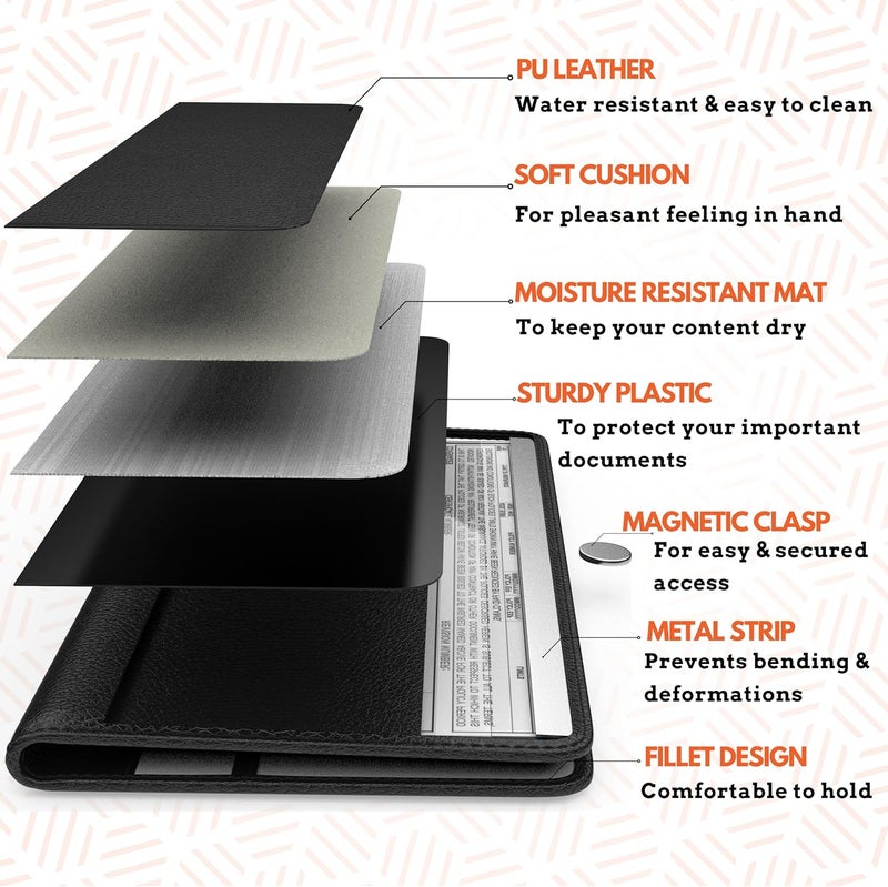 MOTO4X Premium Leather with Magnetic Shut Car Registration and Insurance Card Holder, Glove Box Organizer for License, Cards & Documents, a Car Wallet for All Vehicle Needs and Car Accessories: Black - Image 5